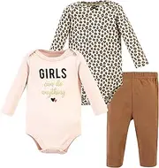 [HUDSON BABY] baby-girls Unisex Baby Cotton Bodysuit and Pant Set, Cinnamon Hearts, 12-18 Months, Cinnamon Hearts