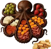 Octopus Charcuterie Platter, Wood Dinner Plates, Theme Serving Board, Octopus-Shaped Dinnerware for Cheese Meats Fruit, Home Kitchen Decoration Seafood Lovers