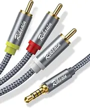RIKSOIN 3.5mm to RCA Cable Audio Video Cables, 16.6FT/5M 3.5mm 1/8” TRRS to 3-Male RCA Adapter Stereo AUX Cord AV Cable for Camcorders, Handycam, MP3, Tablet, Speaker, Home Theater, DVD Player & More