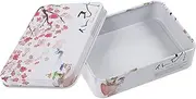 NUOBESTY Small Rectangular Empty Tin Flower Printed Metal Storage Organizer Tins Portable Box Containers with Hinged Lids for Jewelry Makeup Pill Candy Craft