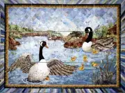 Tile Mural Swan Geese K. McNeil Kitchen Bathroom Wall Backsplash Marble Ceramic