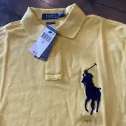 NWT Polo Ralph Lauren YELLOW Mesh BIG PONY #3 Collared Short Sleeve Shirt SMALL