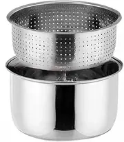 304 Stainless Steel Rice Cooker Inner Container Cooking Pot Replacement Accessories Kitchen Food Rice Cooker Liner(5L with steamer)