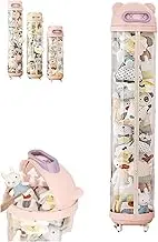Rotating Transparent Vertical Plush Animal Storage Tube,360° Rotating Toy Storage Tower with Zipper for Plush Tube Storage Or Bed Room,Living Room,Toy Organizers(Pink,145cm/57in)