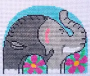 Elephant Hand Painted Needlepoint Canvas