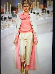 CHANEL VINTAGE 12A BOMBAY NEW TAGS TWEED ECRU GOLD PANTS CC BUTTON 42- 44 $4.5K
