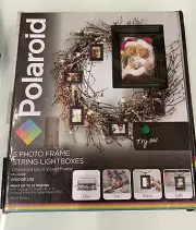 ⚡️Polaroid 5 Photo Frame String Lightboxes Distressed Black Wood Frame