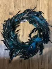 Peacock Feather Garland With Glitter Multicolored Feather Decor 72”x 8”
