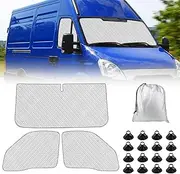 tivekeo Sun Protection Car Windscreen Replacement for Iveco Daily 1999-2014, 3-Piece Set Technology Thermal Mat, Aluminium Foil Foldable Sun Visor, Sun Protection Windscreen Cover