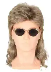 Men's Wigs 80's Wigs Blonde Brown Wavy Curls Mullet Wigs Halloween Costume Fa...