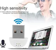 Super Mini USB 2.0 Microphone for Portable/Desktop PCs, Noise Reduction, Plug and Reproduction Microphone, for Recording, Voice Recognition Software (White)
