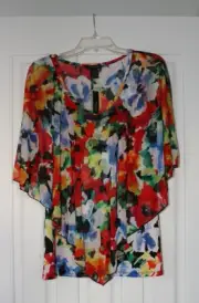 Susan Lawrence Blouse with Sheer Cape over Sleeveless Top size XL 14/16