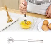 2024 Upgraded Stainless Steel Semi-Automatic Whisk, Stainless Steel Hand Push Rotary Whisk Egg Mixer, Hand Push Mixer Stirrer Tool Easy Whisk Egg Beater for Cooking (10 In)