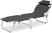 MoNiBloom Folding Camping Cot for Adults, Lightweight Portable Sleeping Cot with Pillow and Carry Bag for Outdoor Camping, Lounging and Elevated Napping, Support 300 lbs, Black