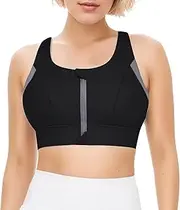 [FEOYA] Sport Bra Women's High Impact Sport Bra Zip Front Crop Top Workout Bra Crop Top Vest Padded Bra Activewear Bra for Yoga Gym Fitness