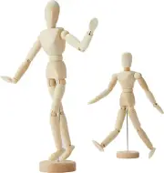 2 Pack Wooden Artist Manikin 8 Inch & 12 Inch Flexible Joint Figure Model