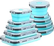 GOUWEIBA Pack of 10 Collapsible Food Containers, Silicone, Foldable Lunch Bento Box, Silicone Lunch Box with Lid for Refrigerator, Microwave, Dishwasher
