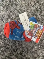 Marvel Super Hero Spider Man Boy’s/Kid’s Socks Size 18-24M Hulk Iron Man 6 Pairs
