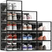 SEE SRPING Xx-Large Shoe Storage Box Fit Size 14, Clear Plastic Stackable Shoe O