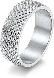 [Wozya] Stainless Steel Diamond Cut Face Men's Ring Titanium Steel Ring