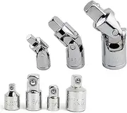 SFCPDDZYNE 1/4 Inches 3/8 Inches 1/2 Inches Universal Joint Set Ratchet Angle Extension Bar Socket Adapter Manual And Pneumatic Bendable Adapter Socket Tools Socket socket(7pcs-silver)