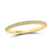 14kt Yellow Gold Womens Round Diamond Single Row Stackable Band Ring 1/8 Ct