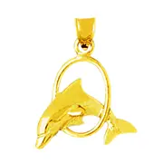 14K Gold Calf Jumping Through Ring Charm