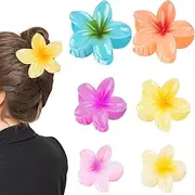 Alaoo Flower Hair Clip, Pack of 6 Hair Clips, Flower Hair Claw Clips, Hawaiian Plumeria Hair Accessories, Non-Slip Hair Clip, Flower, Hair Accessories for Women, Thick/Thin Hair, Holiday Gifts