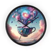 Home Decor Wall Clock Surreal Teacup Dreamscape Galaxy Art