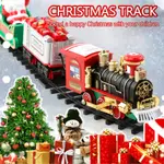 聖誕火車電動玩具聖誕樹裝飾火車軌道架帶聲光軌道車聖誕[ อ เ น]