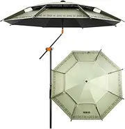 Dark Green Outdoor Umbrella,2.2/2.4m Fishing Umbrella,16 Aluminium Alloy Skeleton,UPF50+,Large Size Beach Umbrella,360° Universal Adjustment (Color : Walking Stick Umbrella, Size : 2.4M)
