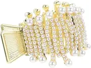 BAZEITFLOW Ponytail Holder Clip for Thick Hair Elegant Pearl Hair Claw Clamp for Women for Daily Use Parties and Makeup