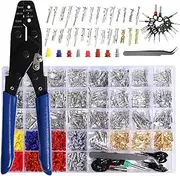 aikoolwer Connector Pins Kit Terminal Pin Automotive Car Electrical 1/1.5/1.8/2.2/2.3/2.5/2.8/3.5mm Male Female Wire Seals Removal Tool kit Motorcycle ATV Wire Non-Insulated Plug Crimp Tools Set