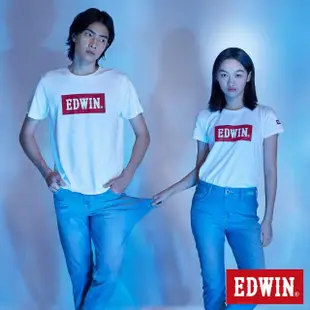 【EDWIN】女裝 經典大紅標LOGO短袖T恤(米白色)