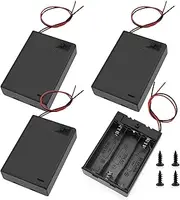 SDTC Tech 3 x 1.5V AA Battery Holder with Wires, 4.5 Volt Battery Case Box with ON/Off Switch, 4.5V Battery Holder with Leads and Switch, 4 Packs