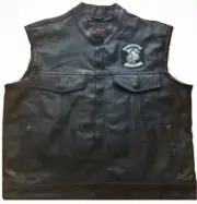 Motorcycle Leather Vest Indian Head Patched Leather Bike Sons of Anarchy Vest