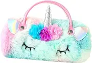 [Ipetboom] Plush Unicorn Handheld Eyeglass Case for Cartoon Storage Organizer for Portable and Durable Glasses Protector Lightweight and Adorable Design for Outdoor Use