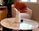 24" Round White Quartz Coffee Table Top Console Bar Mid Century Modern Arts Deco