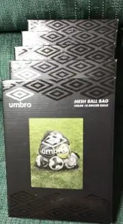 5 New Umbro Mesh Ball Bags With Drawstring Holds 10 Soccer Balls (NIB)