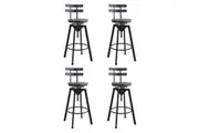 Levede 4x Bar Stool Industrial Adjustable Swivel Stools Back Wood Counter Chairs