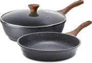 Nonstick Cookware Set 3-Piece Induction Compatible Non Stick Skillets with Lid