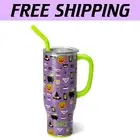 Cup Holder Friendly 30oz Stainless Steel Tumbler with Straw & Lid - Witches Brew
