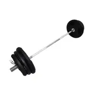 Total 57kg - 180cm Olympic Barbell Weight Set - Rubber Coated Weight Plate