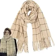 [Generic] Plaid Fall Scarf,Imitation Cashmere Fashion Scarves | Long Blanket Scarf, Warm Cozy Scarves, Shawl Wraps for Ladies, Fall Winter