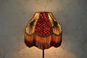 lampshade burgundy gold pleated hand-stitched table lampshade floor lampshade