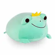Catzon Frog Plush Pillow with Crown Kids Birthday Gift-Green