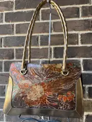 NWT Patricia Nash Malvizza Vintage Italian Pheasant Bronze Metallic Satchel