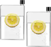 2-Pack Gelible 420ml Clear Reusable Slim Flat Water Bottle - Portable