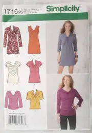 Simplicity Pattern 1716 Misses' Knit Mini Dress Tunic & Top Sewing Pattern (H)