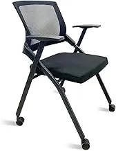 Cushion Modern Mesh Back Folding Tablet Arm Chair with Caster Wheels Ideal for Home Office Waiting Room Guest Nesting and Classroom Training Thickened Seats Cushion for Comfort and Mobility